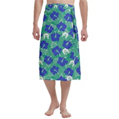 Royal Blue Hibiscus Flowers With Dhari On Traditional Men s Hawaiian Lavalava by ZenadthKesAcademy2025