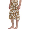 White Hibiscus flowers with Dhari (Brown) on Traditional Men s Hawaiian Lavalava View2