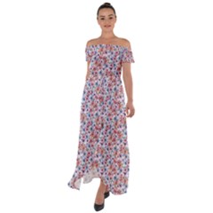 Floral Mix Off Shoulder Open Front Chiffon Dress by DinkovaArt