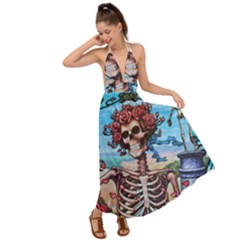 Grateful Dead Hippie Peace Roses Rock Music Legend Backless Maxi Beach Dress by Tsamara