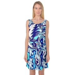 Trippy Dippy Bears Blue Dancing Greatful Dead Skull Steal Your Face Sleeveless Satin Nightdress by Salmanaz77