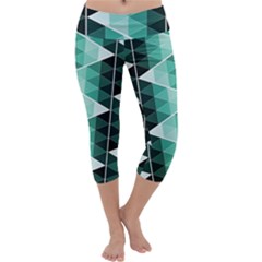 Triangles Pyramid Geometric Pattern Capri Yoga Leggings by Sabxi