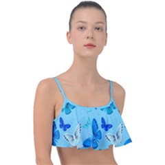 Butterflies Insect Pattern Nature Frill Bikini Top by Sabxi