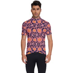 Mid Century Retro Floral 1970s 1960s Pattern 74 Men s Short Sleeve Cycling Jersey by violetheavensky