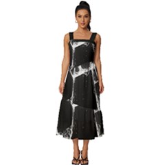 Dark Patch Art Crack Construction Square Neckline Tiered Midi Dress by Tsamara