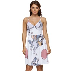 Bluey, Bluey Merch, Bluey Pattern, Bluey Bluey, Bingo, Bluey Design, Bluey Dog V-neck Pocket Summer Dress  by avitendut