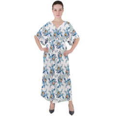 Bluey, Bluey Merch, Bluey Pattern, Bluey Bluey, Bingo, Bluey Design, Bluey Dog V-neck Boho Style Maxi Dress by avitendut