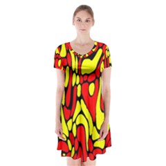 Rby 127 Short Sleeve V-neck Flare Dress by ArtworkByPatrick