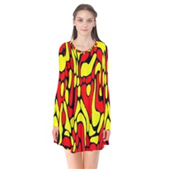 Rby 127 Long Sleeve V-neck Flare Dress by ArtworkByPatrick