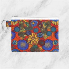 Mid Century Retro Floral 1970s 1960s Pattern 69 Canvas Cosmetic Bag (medium) by violetheavensky