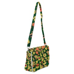 Mid Century Retro Floral 1970s 1960s Pattern 68 Shoulder Bag With Back Zipper by violetheavensky