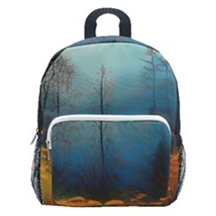 Wildflowers Field Outdoors Clouds Trees Cover Art Storm Mysterious Dream Landscape Kids  Age 5-10 Lightweight School Backpack With Side Pockets by Posterlux