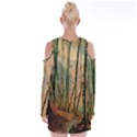 Woodland Woods Forest Trees Nature Outdoors Mist Moon Background Artwork Book Velvet Long Sleeve Shoulder Cutout Dress View2