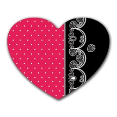 Lace Dots With Black Pink Mousepad (heart) by strawberrymilk