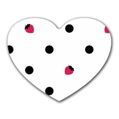 Strawberry Dots Black Mousepad (heart) by strawberrymilk