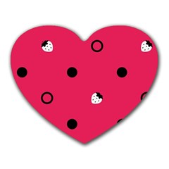 Strawberry Dots Black With Pink Mousepad (heart) by strawberrymilk