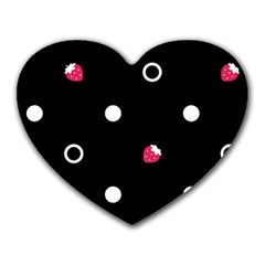 Strawberry Dots White With Black Mousepad (heart) by strawberrymilk