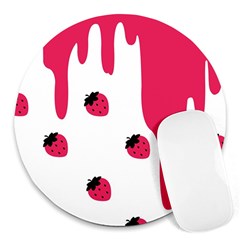 Melting Strawberry 8  Mouse Pad (round) by strawberrymilk