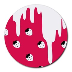 Melting White Chocolate (pink) 8  Mouse Pad (round) by strawberrymilk