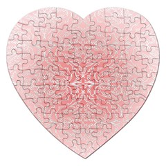 Pink Elegant Damask Jigsaw Puzzle (heart) by ADIStyle