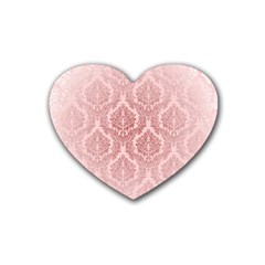 Luxury Pink Damask Drink Coasters (heart) by ADIStyle