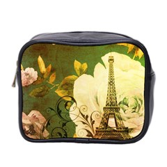 Floral Eiffel Tower Vintage French Paris Mini Travel Toiletry Bag (two Sides) by chicelegantboutique