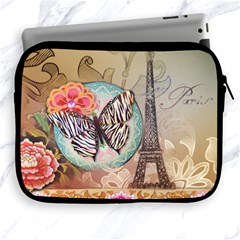 Fuschia Flowers Butterfly Eiffel Tower Vintage Paris Fashion Apple Ipad 2/3/4 Zipper Case by chicelegantboutique