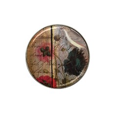 Vintage Bird Poppy Flower Botanical Art Golf Ball Marker 4 Pack (for Hat Clip) by chicelegantboutique