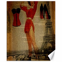 Vintage Newspaper Print Sexy Hot Gil Elvgren Pin Up Girl Paris Eiffel Tower Western Country Naughty  Canvas 11  X 14  (unframed) by chicelegantboutique