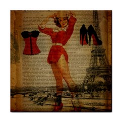 Vintage Newspaper Print Sexy Hot Gil Elvgren Pin Up Girl Paris Eiffel Tower Western Country Naughty  Face Towel by chicelegantboutique