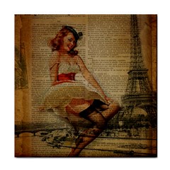 Cute Sweet Sailor Dress Vintage Newspaper Print Sexy Hot Gil Elvgren Pin Up Girl Paris Eiffel Tower Face Towel by chicelegantboutique