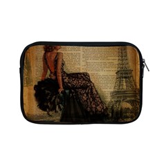 Elegant Evening Gown Lady Vintage Newspaper Print Pin Up Girl Paris Eiffel Tower Apple Ipad Mini Zipper Case by chicelegantboutique