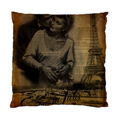 Romantic Kissing Couple Love Vintage Paris Eiffel Tower Cushion Case (two Sided)  by chicelegantboutique