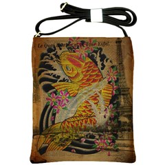 Funky Japanese Tattoo Koi Fish Graphic Art Shoulder Sling Bag by chicelegantboutique