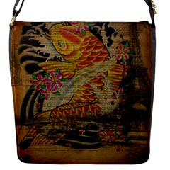 Funky Japanese Tattoo Koi Fish Graphic Art Flap Closure Messenger Bag (small) by chicelegantboutique