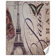 Vintage Scripts Floral Scripts Butterfly Eiffel Tower Vintage Paris Fashion Canvas 11  X 14  (unframed) by chicelegantboutique