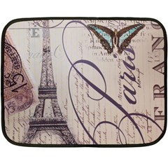 Vintage Scripts Floral Scripts Butterfly Eiffel Tower Vintage Paris Fashion Mini Fleece Blanket (two Sided) by chicelegantboutique