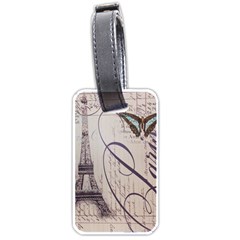 Vintage Scripts Floral Scripts Butterfly Eiffel Tower Vintage Paris Fashion Luggage Tag (one Side) by chicelegantboutique