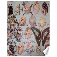 French Pastry Vintage Scripts Floral Scripts Butterfly Eiffel Tower Vintage Paris Fashion Canvas 12  X 16  (unframed) by chicelegantboutique