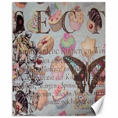 French Pastry Vintage Scripts Floral Scripts Butterfly Eiffel Tower Vintage Paris Fashion Canvas 16  X 20  (unframed) by chicelegantboutique