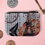 Vintage Clock Blue Butterfly Paris Eiffel Tower Fashion Coin Change Purse Back