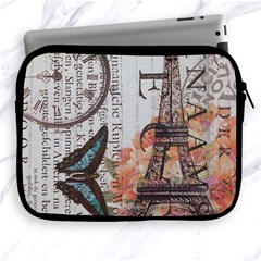 Vintage Clock Blue Butterfly Paris Eiffel Tower Fashion Apple Ipad 2/3/4 Zipper Case by chicelegantboutique