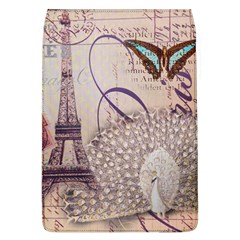 White Peacock Paris Eiffel Tower Vintage Bird Butterfly French Botanical Art Removable Flap Cover (large) by chicelegantboutique