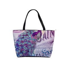 French Scripts  Purple Peacock Floral Paris Decor Large Shoulder Bag by chicelegantboutique