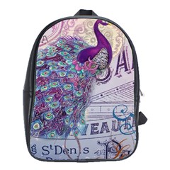 French Scripts  Purple Peacock Floral Paris Decor School Bag (xl) by chicelegantboutique