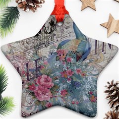 French Vintage Chandelier Blue Peacock Floral Paris Decor Star Ornament by chicelegantboutique