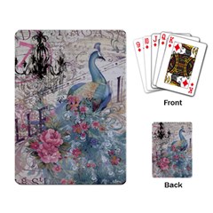 French Vintage Chandelier Blue Peacock Floral Paris Decor Playing Cards Single Design by chicelegantboutique