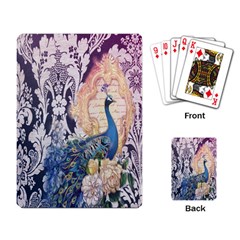 Damask French Scripts  Purple Peacock Floral Paris Decor Playing Cards Single Design by chicelegantboutique