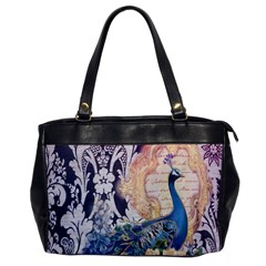 Damask French Scripts  Purple Peacock Floral Paris Decor Oversize Office Handbag (one Side) by chicelegantboutique