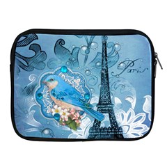 Girly Blue Bird Vintage Damask Floral Paris Eiffel Tower Apple Ipad 2/3/4 Zipper Case by chicelegantboutique